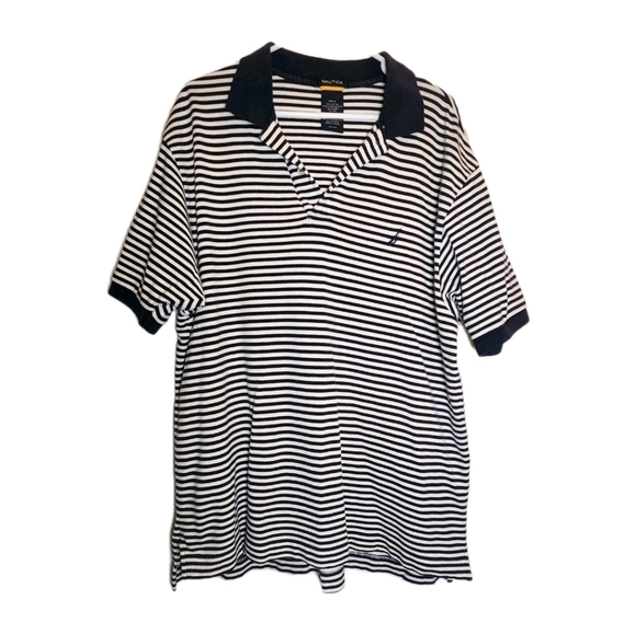 Nautica Other - Nautica Polo Shirt Performance Deck Men XL Blue White Striped Pullover Casual